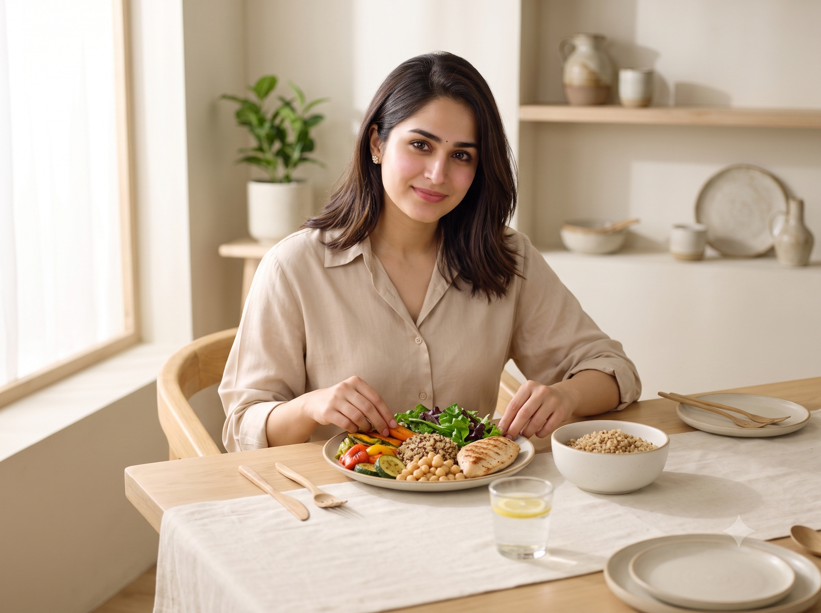 Anika preparing a balanced nutrient-rich meal