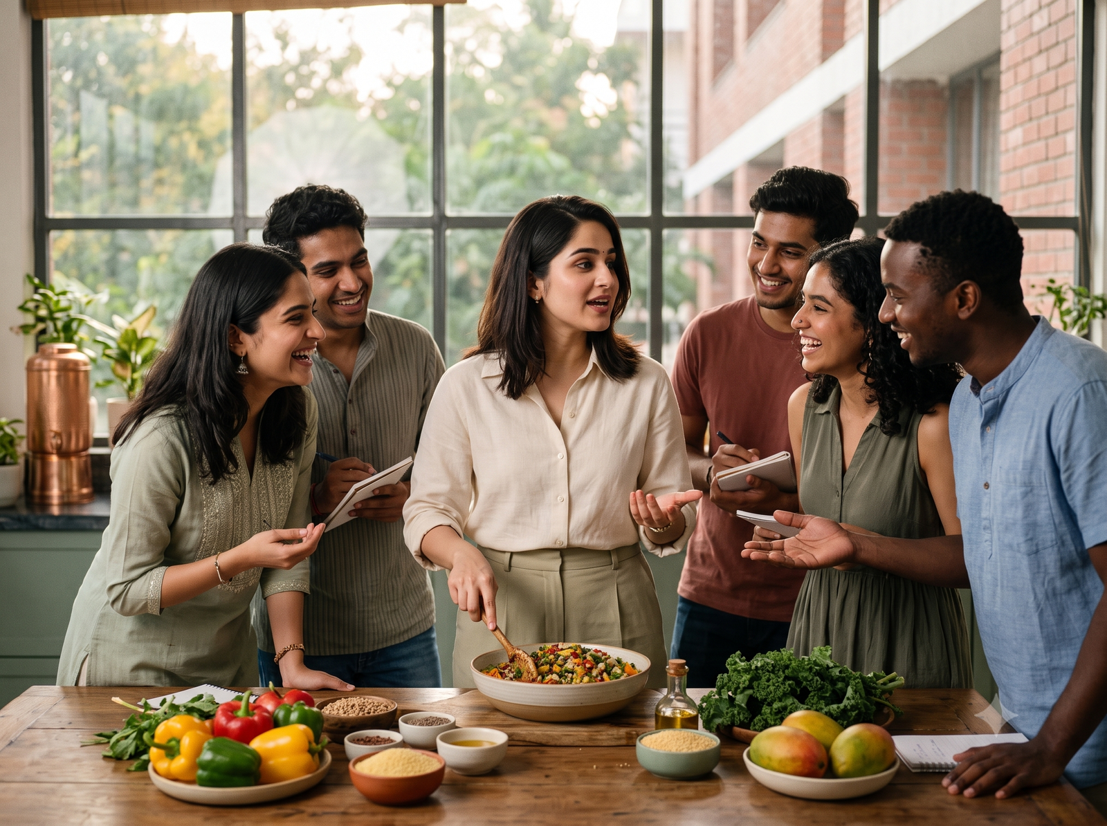 Anika discussing nutrition with young people